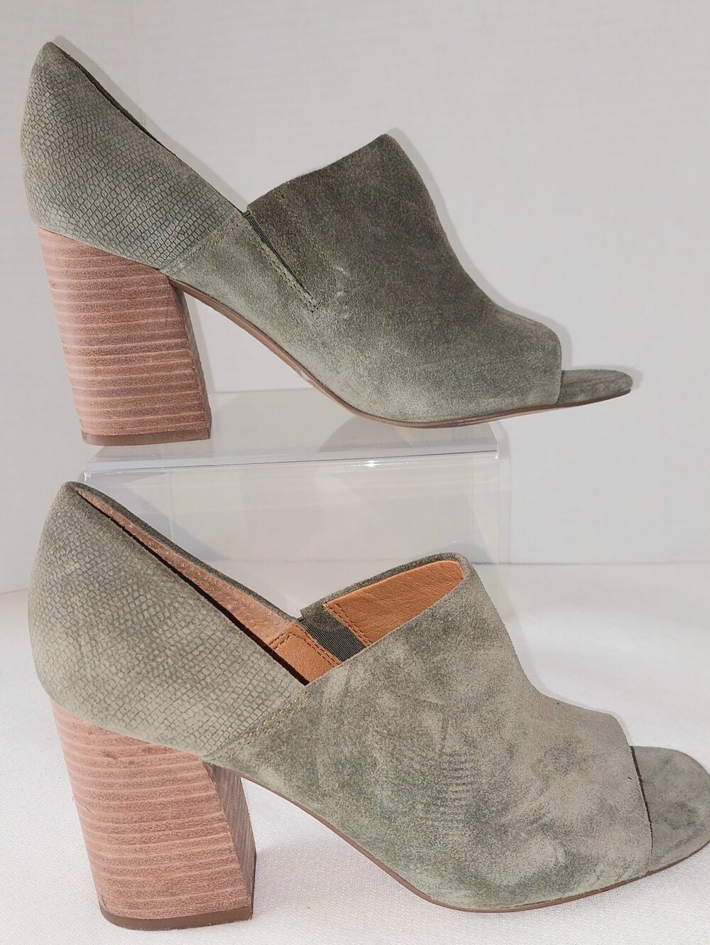 Franco Sarto: Olive Suede Peep-Toe Block Heel